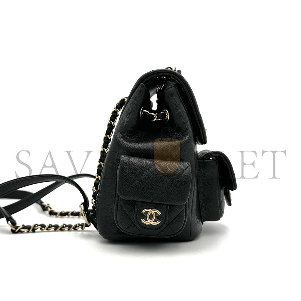 Ch*el master small duma 23k grained calfskin backpack as4399 (19.5*18*10cm)